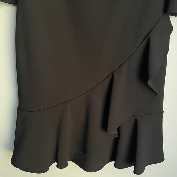 Lauren Ralph Lauren Black Dress Size 2 Bell Sleeves Crepe Dress Ruffled Hem - Picture 7 of 12